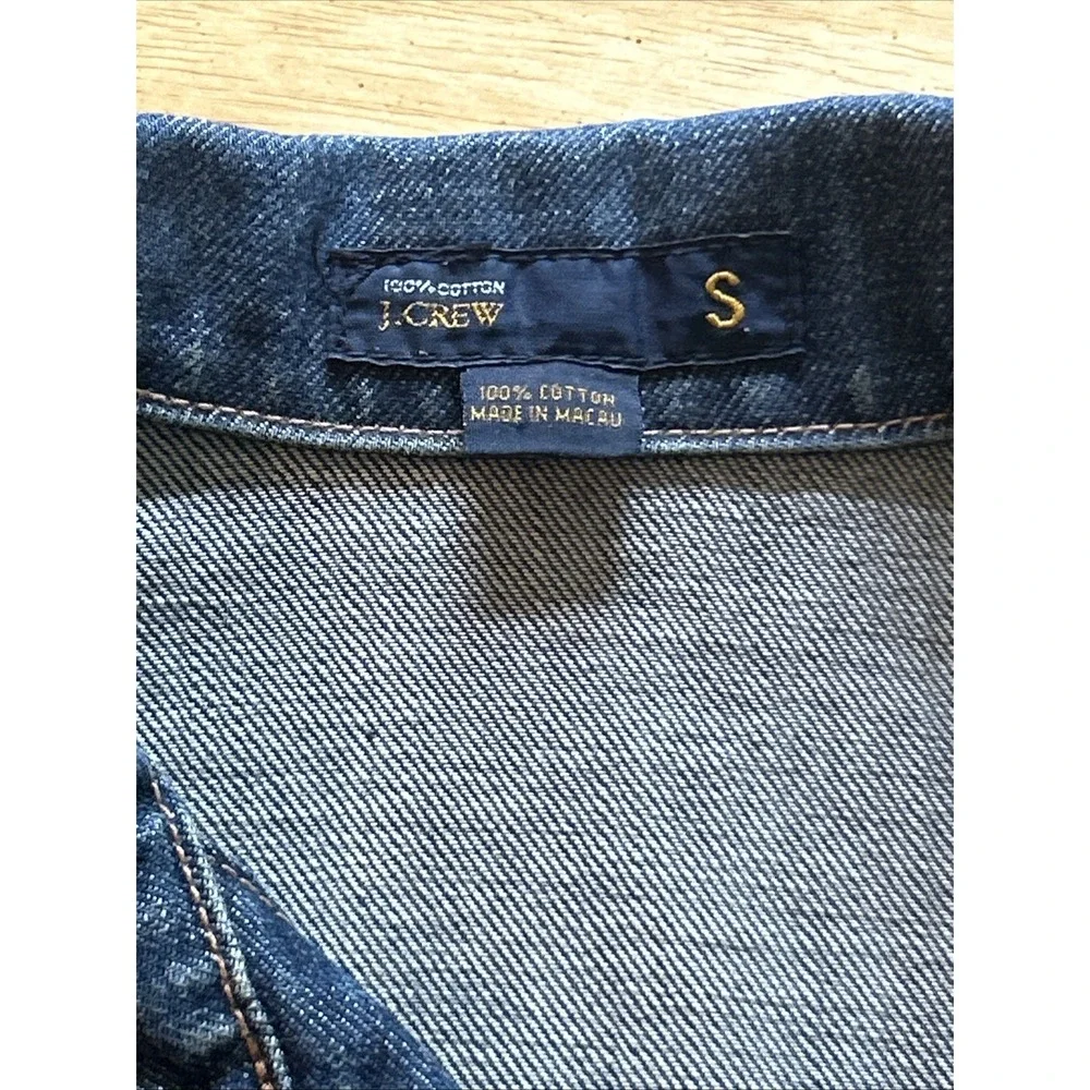 J Crew Dark Wash Distress Long Sleeve Denim Jacket Women's Size S - Picture 6 of 12